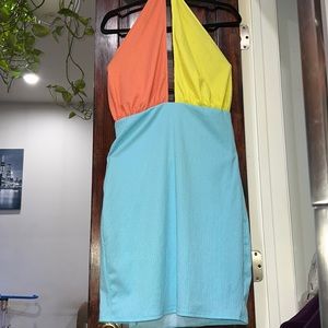 Color Block Halter Dress